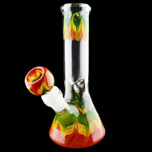 Straight Neck Raked Thick Glass Beaker Glass Waterpipe with Ice Catcher