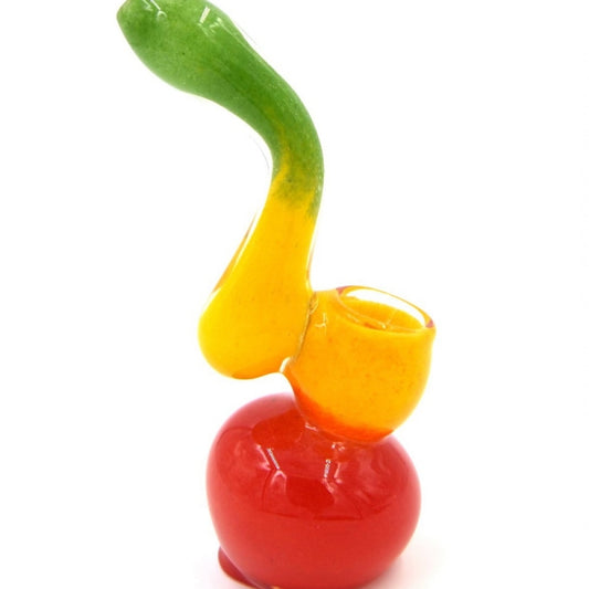 Glass Pipe Bubbler 4" - 4.5" size Hand Crafted Rasta Colors Bubbler