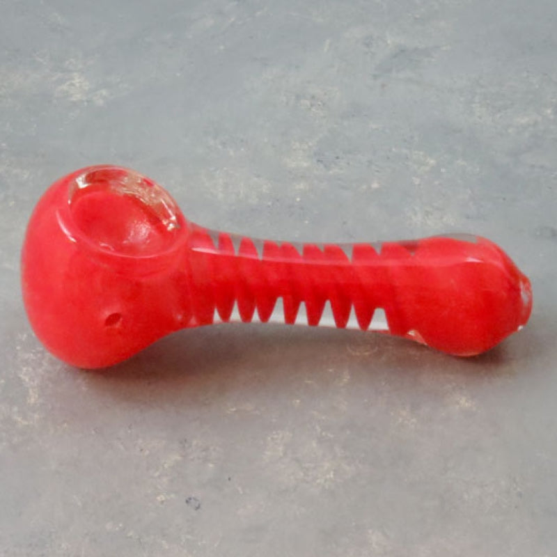 3.5" Spiral and Frit Hand Pipe Double Coil Inside Glass Hand Pipe