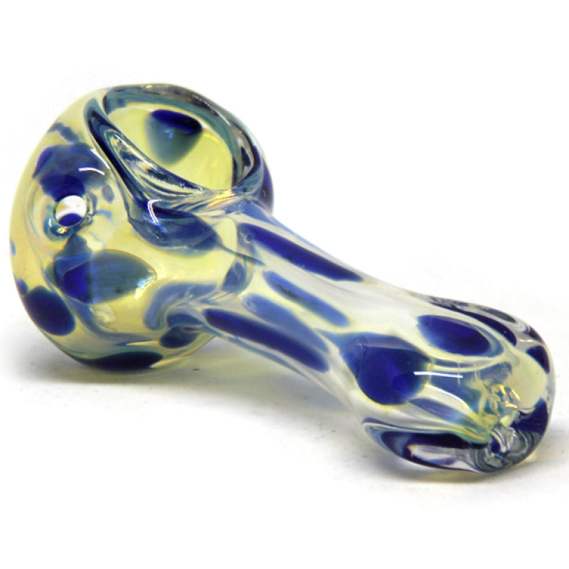 3"  Speckled and Gold Fumed Spoon Color Changing Glass Hand Pipe