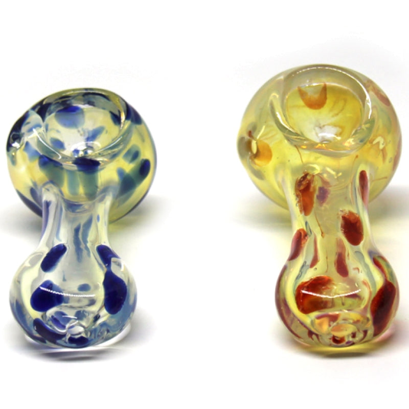 3"  Speckled and Gold Fumed Spoon Color Changing Glass Hand Pipe