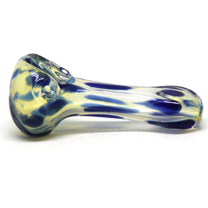 3"  Speckled and Gold Fumed Spoon Color Changing Glass Hand Pipe