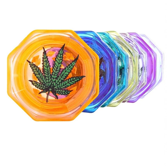 2pc Herb Grinder with Marijuana Leaf Emblem Assorted Colors