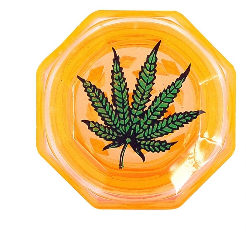 2pc Herb Grinder with Marijuana Leaf Emblem Assorted Colors