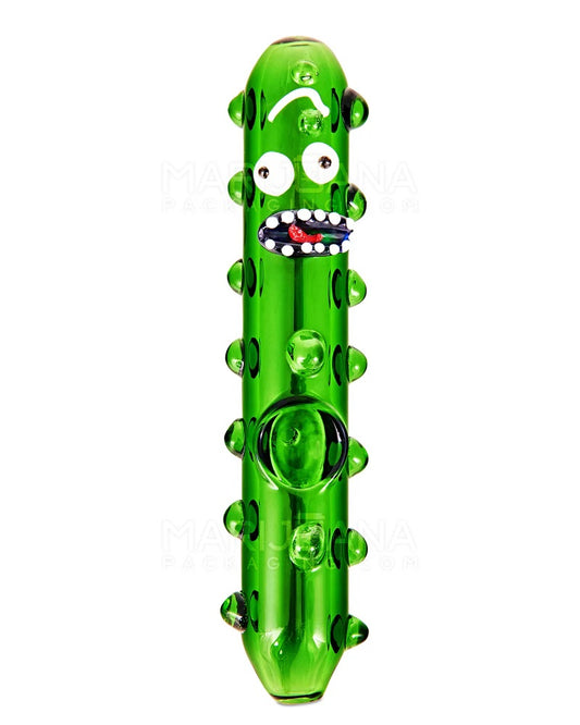 Green Rickle Pickle Steamroller Hand Pipe with Multi Knockers