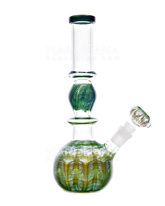 10" Double Raked Double Bottom Bubbler Swirl Green Glass Water Pipe