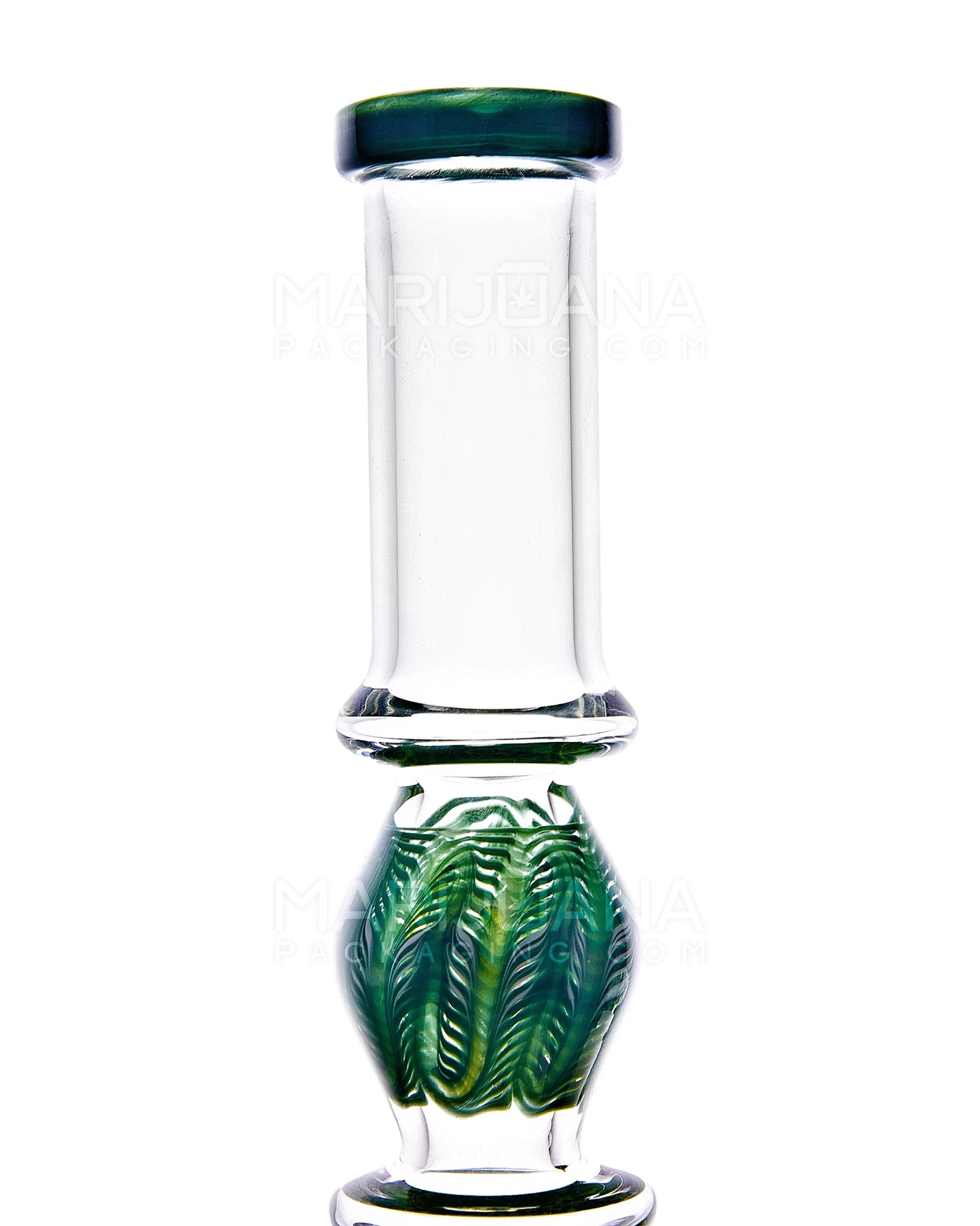 10" Double Raked Double Bottom Bubbler Swirl Green Glass Water Pipe