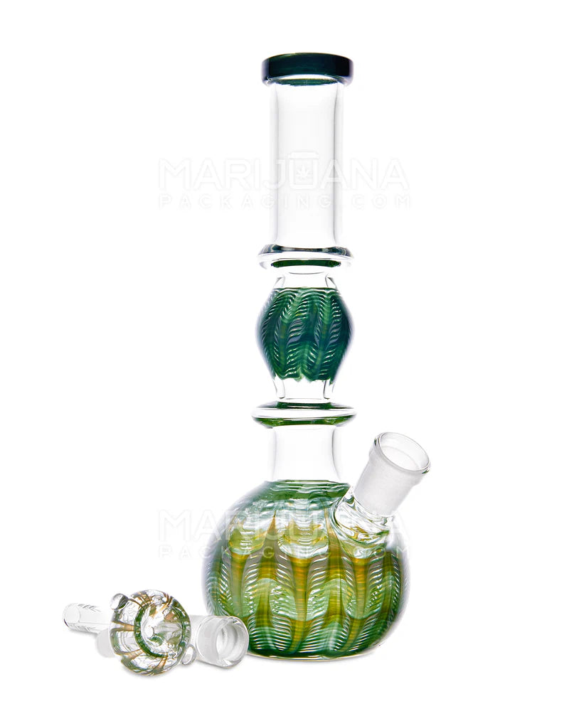 10" Double Raked Double Bottom Bubbler Swirl Green Glass Water Pipe