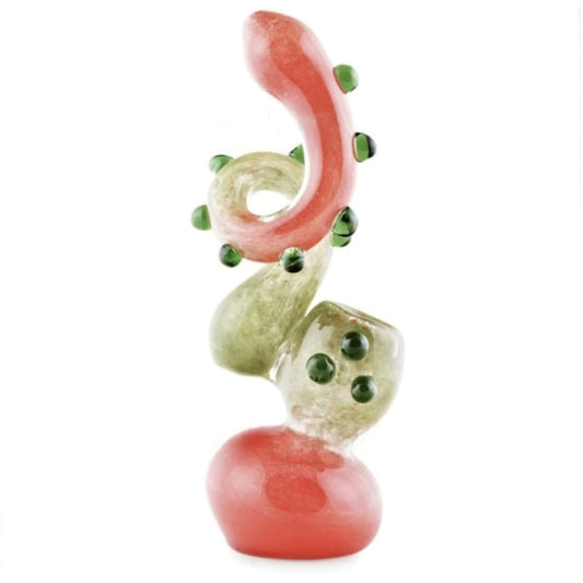 6.5" Assorted Color Frit Twist Neck Sherlock Bubbler with 12 Marbles