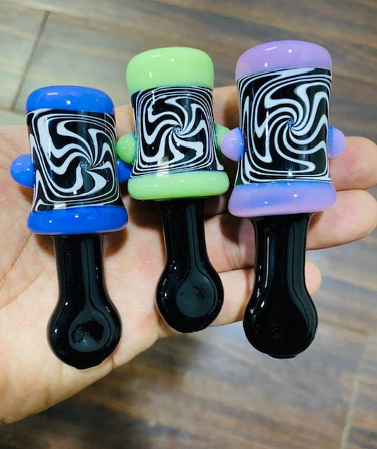 Wig Wag Trippy Chillum Custom Made Hand Pipe | 3.25in Long - Glass - Assorted Colors