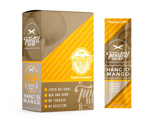 😎 Wholesale Twisted Hemp "Hang 10 Mango" Hemp Wraps Full Box  ✅