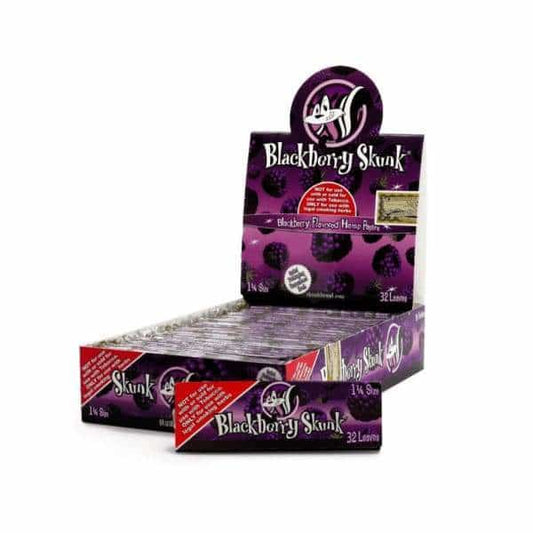 Full Box Skunk Brand 1 1/4 Blackberry Flavored Rolling Papers 32 leaves Per Pack 24 Packs per Box ✅