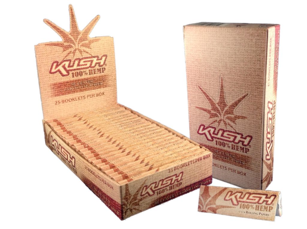 Full Box 25 Packs KUSH 100% Hemp Paper 1 1/4 Cigarette Rolling Papers Wholesale