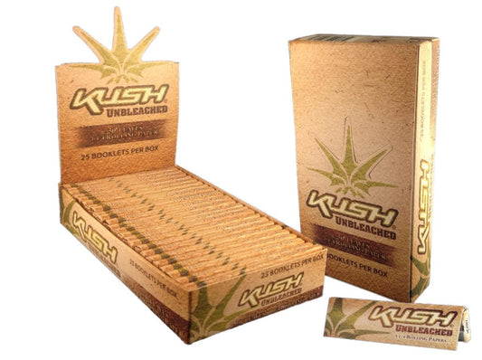 Full Box of 25 Packs of KUSH brand Unbleached 1 1/4 Rolling Paper Wholesale ! ✅