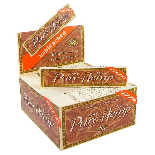 Full Box 50 Packs of Pure Hemp Unbleached King Size Rolling Papers (33 Leaves/Pack)